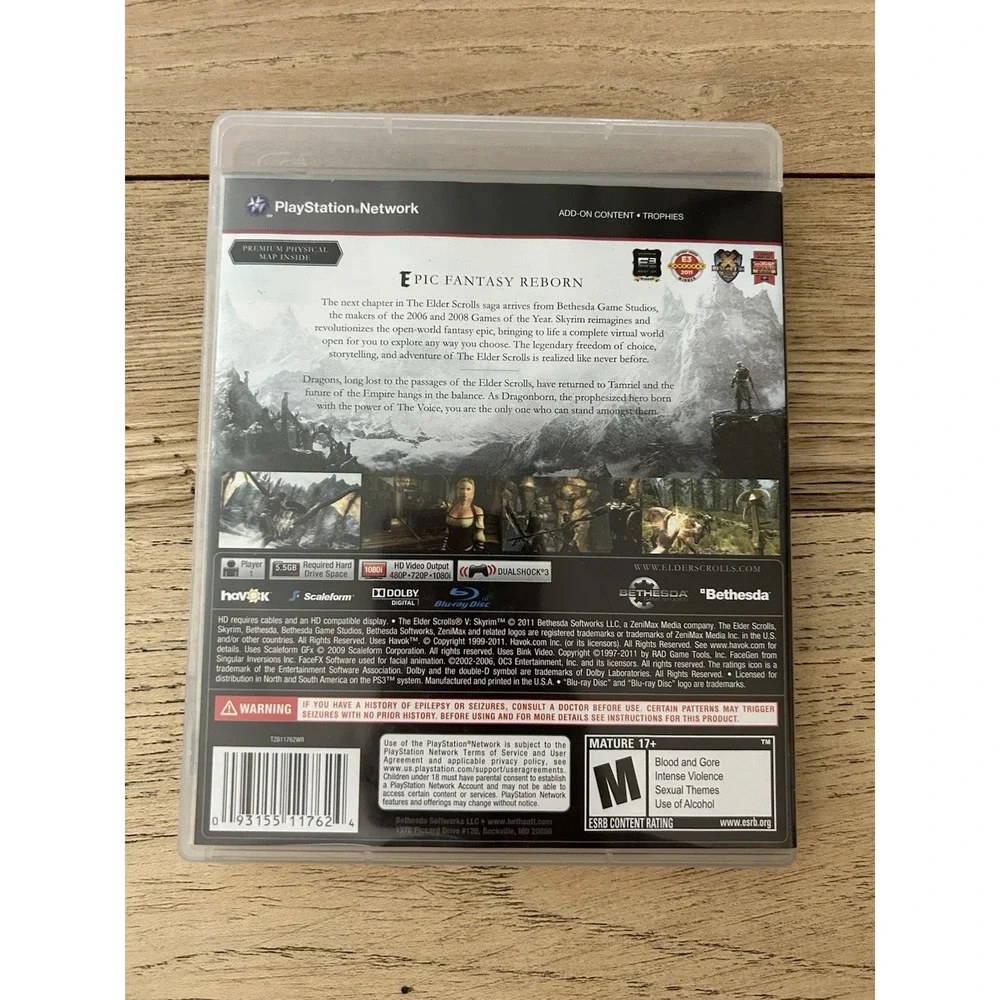 Elder Scrolls V: Skyrim (Sony Playstation 2011) w/‎ Map Complete Not Tested